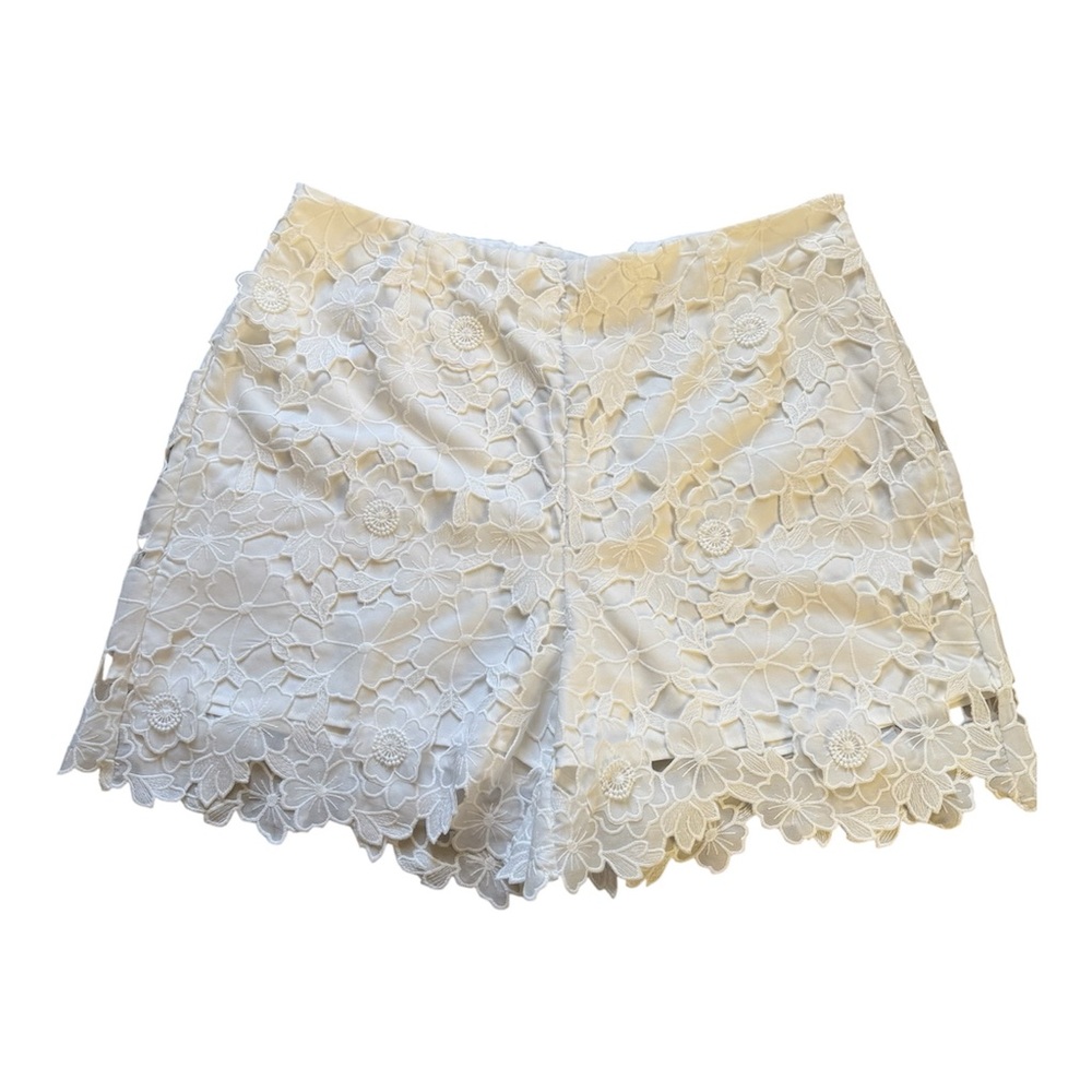 Current Air Ivory Floral Lace High-Waist Shorts